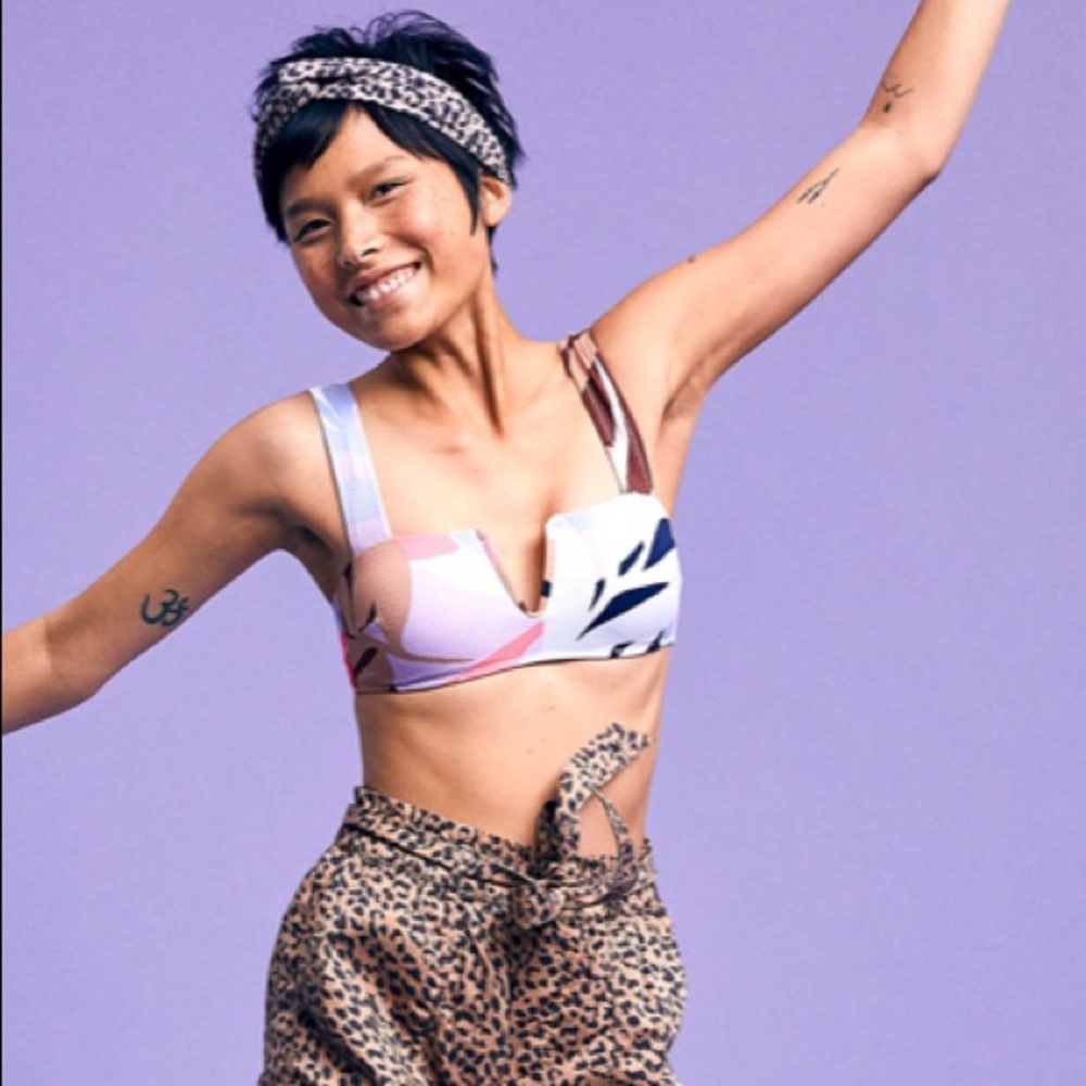 AERIE V PIQUE BANDEAU BIKINI TOP